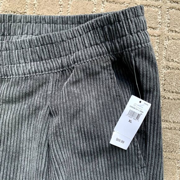 GAP Baggy Corduroy Pants Elastic Waist Women's XL Gray Wide Pull On Pleated NWT - Picture 3 of 10